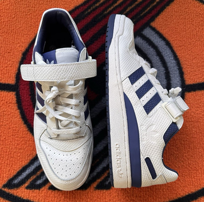 adidas Men US 12 Forum Low White Blue Navy FY4456 FJ6QGXK 2020 Chicago UsedNoBox