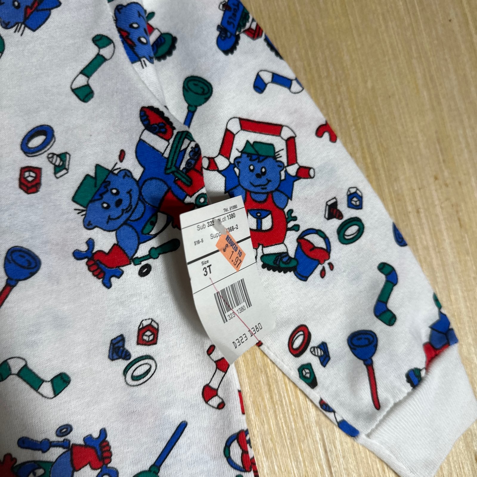 Vintage NWT 80s Okiedokie Shirt Kids 3T Multicolor Graphic Print Bear image 4