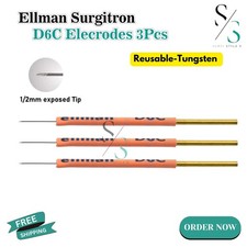 Juego de 3 piezas de electrodos de aguja aislados Ellman Surgitron D6C punta de tungsteno reutilizable-