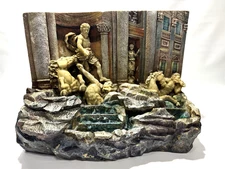 Unique Rare Roman Men Horses Table Water Fountain 13"x10"x6" Resin . Working