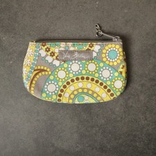 Vera Bradley Coin Purse ID Window Zip Pouch Floral Yellow Green