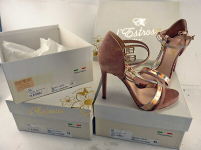 b0627) Hohe ABEND SANDALE Rosa Gr 39, NEU + OVP, L`ESTROSA, ital Damenschuhe