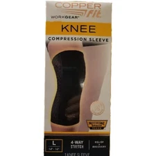 Professional Copper Fit Work Gear Knee  Compression Sleeve Unisex Large 14"-16" 