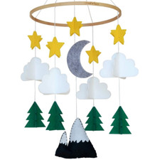 Baby Crib Mobile Cartoon Nursery Hanging Decor Wood Wind Chime for Girls Boy