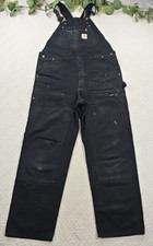 Carhartt Men's Black Overalls Double Knee Straight Leg Size 44 x 34