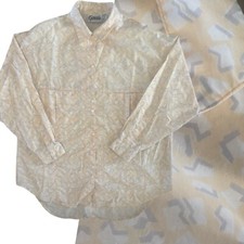 Vintage Genesis Retro Zig Zag Print Oversized Button Down - Butter Yellow large