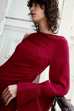 NWT ZARA ASYMMETRIC red Midi Dress. Size Small