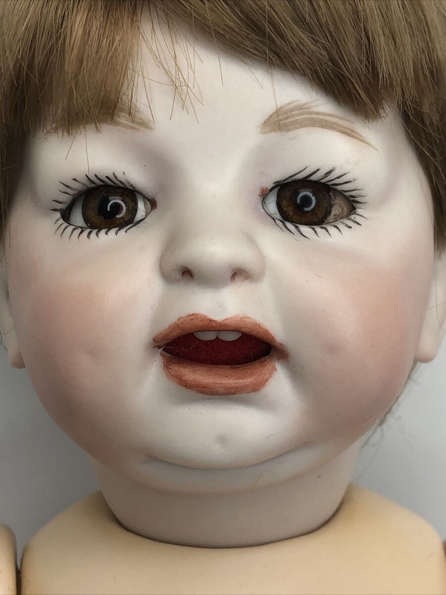 Antique Hertel Schwab 152 Baby, 15 IN, Antique German Bisque Doll Antique  Wig