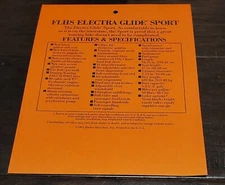 Harley-Davidson FLHS Electra Glide Sport 1991 Features and Specs Hang Tag