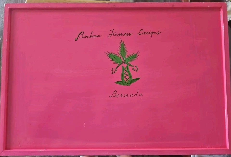 Barbara Finsness Designs 2004 BERMUDA COTTAGE WOODEN TRAY 19.5 x 13 Signed Vtg. - Image 2 of 4
