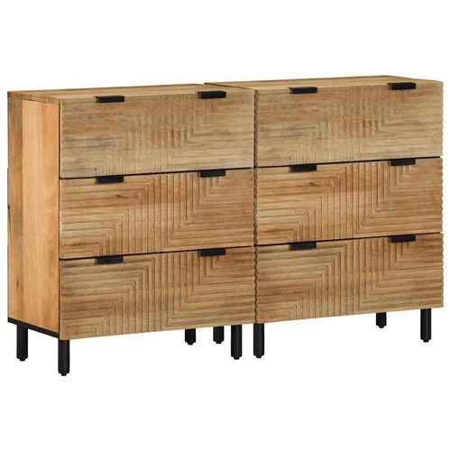 Credenze 2 pz Marrone 60x33x75 cm in Legno Massello di officiel Mango