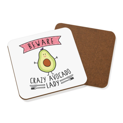Beware Crazy Avocado Lady Coaster Drinks Mat - Funny Healthy