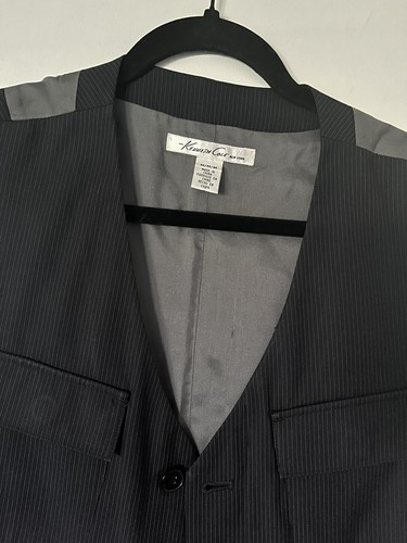 Kenneth Cole Mens striped waist coat/vest navy blue sz M - Picture 2 of 4