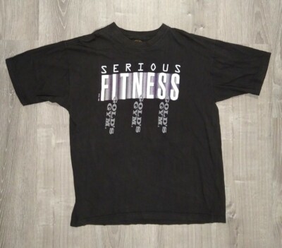 Vintage 90s Gold’s Gym Graphic T-Shirt Size L Black Serious Fitness