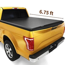 6.75FT Soft 4-Fold Tonneau Cover For 2017-25 Ford F250 F350 Super Duty Truck Bed