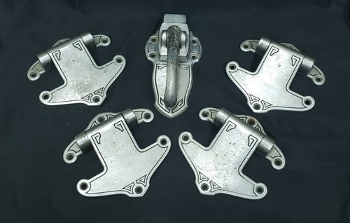 5 Piece Large Steel Chrome Plated Art Deco Ice Box Hinge Set GS00318