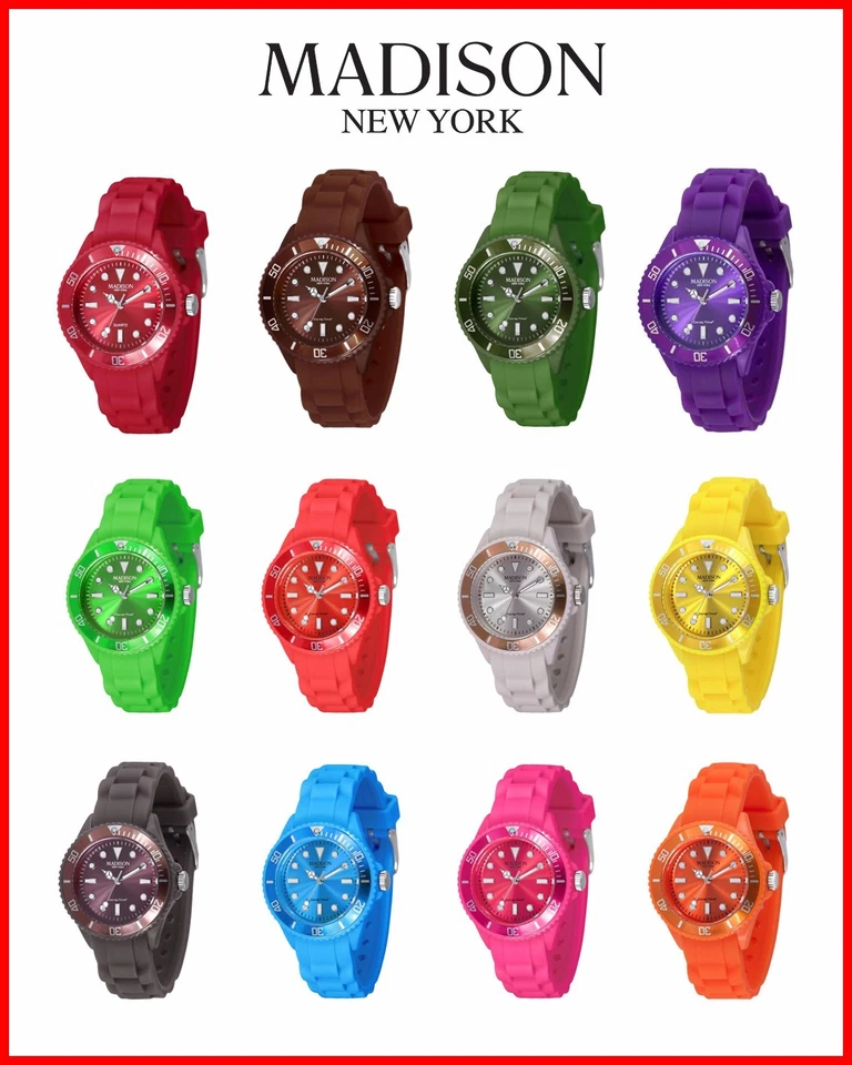 Madison New York Candy Time Mini Silikon Gummi Bunte Farbige Uhren Pastell Damen - Bild 1 von 1