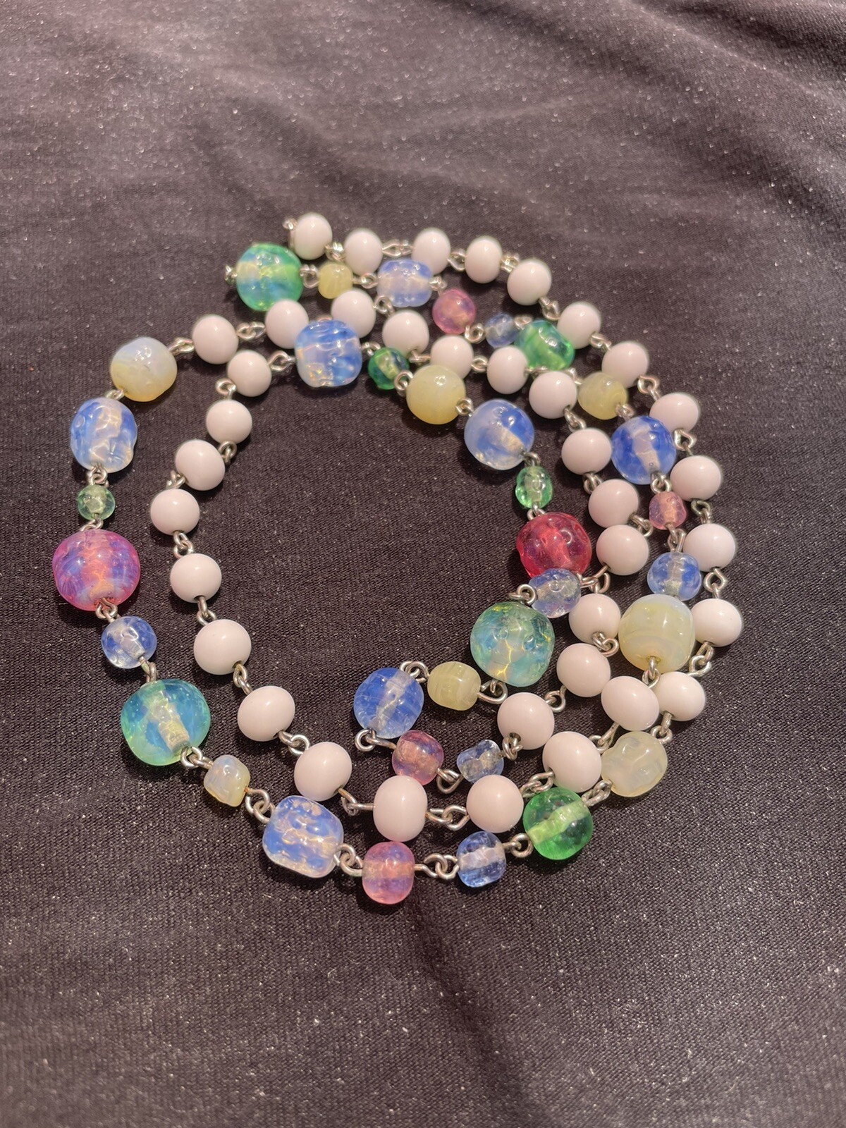 Antique Vintage Handblown Multi Color Glass Bead Neck… Gem