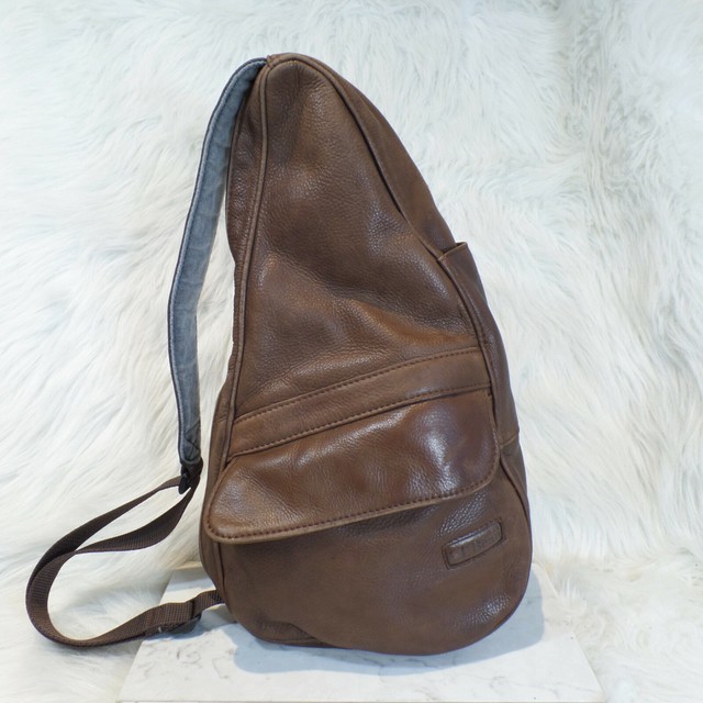 AmeriBag LL BEAN Brown LEATHER Classic 15.5" Healthy Back Bag Sling Bag