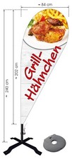 Beachflag Grillhähnchen ca 240 cm Werbung Banner Imbiss Fahne Döner Pizzeria