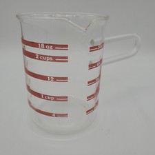 Vintage Glass Beaker with 4" Glass Tube Handle 2 cups/18 oz 500 mll 4.75" Tall
