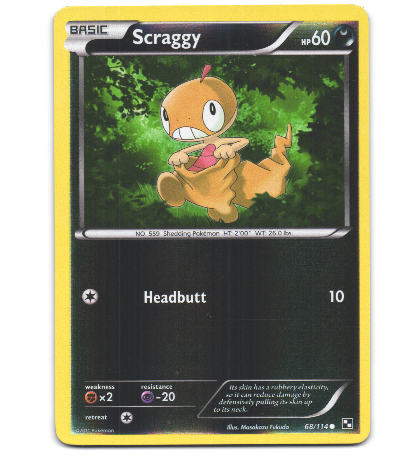 Pokemon 2011 Near Mint NM Scraggy Black & White REVERSE 68/114 Card