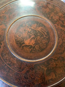 Old Antique Chinese ornate Wood painted Lacquer BOX