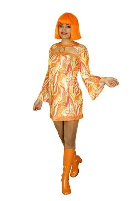 MARKENLOS 70er Kostüm Hippie Kleid Flower Power Retro Sommer Festival Karneval Fasching