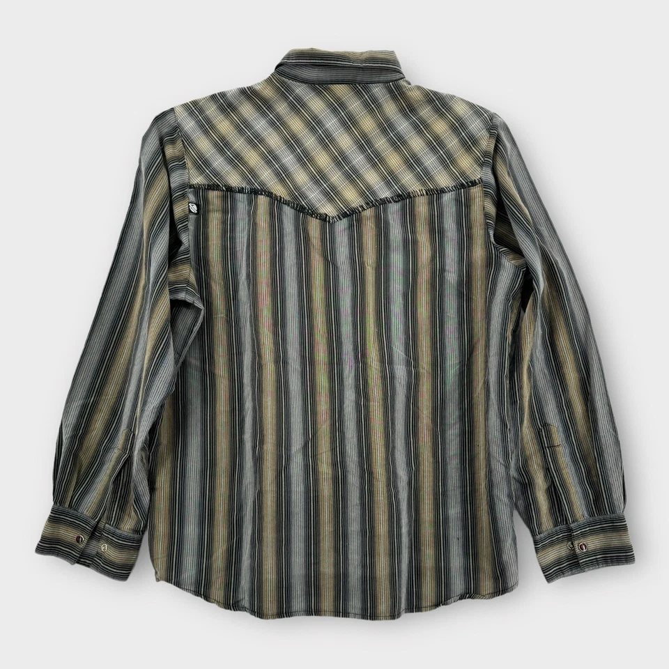 Camisa De Colección Lost Enterprises Para Hombres Aguja Única Manga Larga Rayas Western Plaid Foto 2 de 4