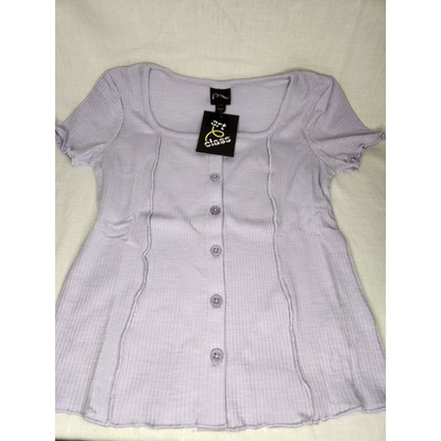 Girls Small ' Button-Front Exposed Seam T-Shirt - art class  Light Purple  