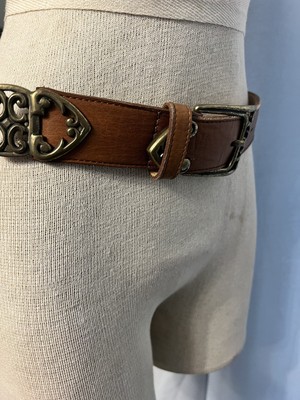metal accent brown leather womens belt made in colombia size small One Of A Kind Classic Belt | Jenni Kayne main image 4