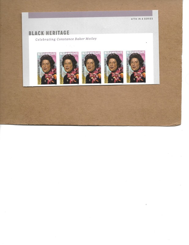 SCOTT 5830 CONSTANCE BAKER MOTLEY IMPERF STRIP OF FIVE WITH HEADER MNH NDC