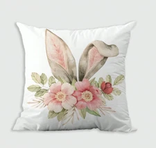 1 Pc Easter Themed Rabbit Flower Short Plush Pillow Cover,  Versatile, 18" Cute