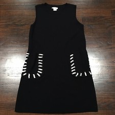 A Shappe Women EYELET Lace Up Side Pocket Dress F (FreeSize) Classic Black White