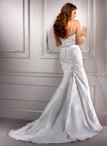 $1599 💕 VESTIDO DE NOVIA MAGGIE SOTTERO COUTURE 8 FRANCINE MARFIL TAFETÁN CON CUENTAS ENCAJE Foto 2 de 4