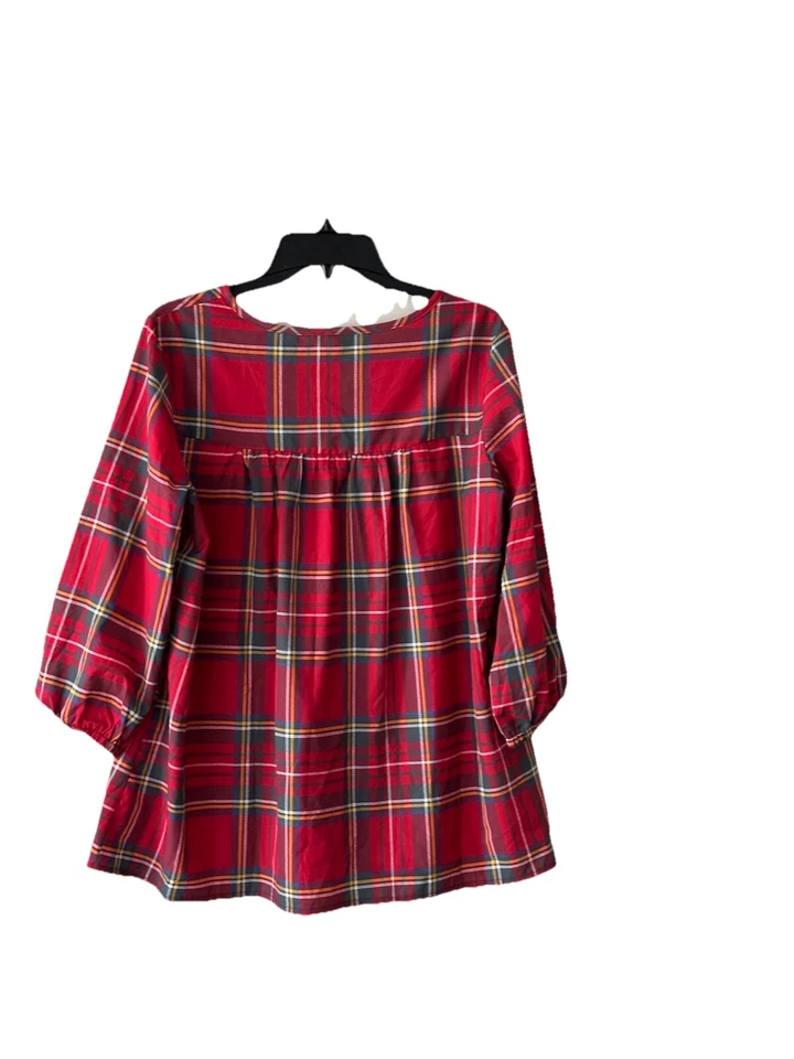 Blusa de mujer tartán plisada con botones roja a cuadros manga abullonada talla L ligera Foto 3 de 4