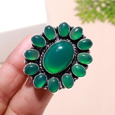 Green Onyx Gemstone Handmade 925 Sterling Silver Ring For Wedding Gifts