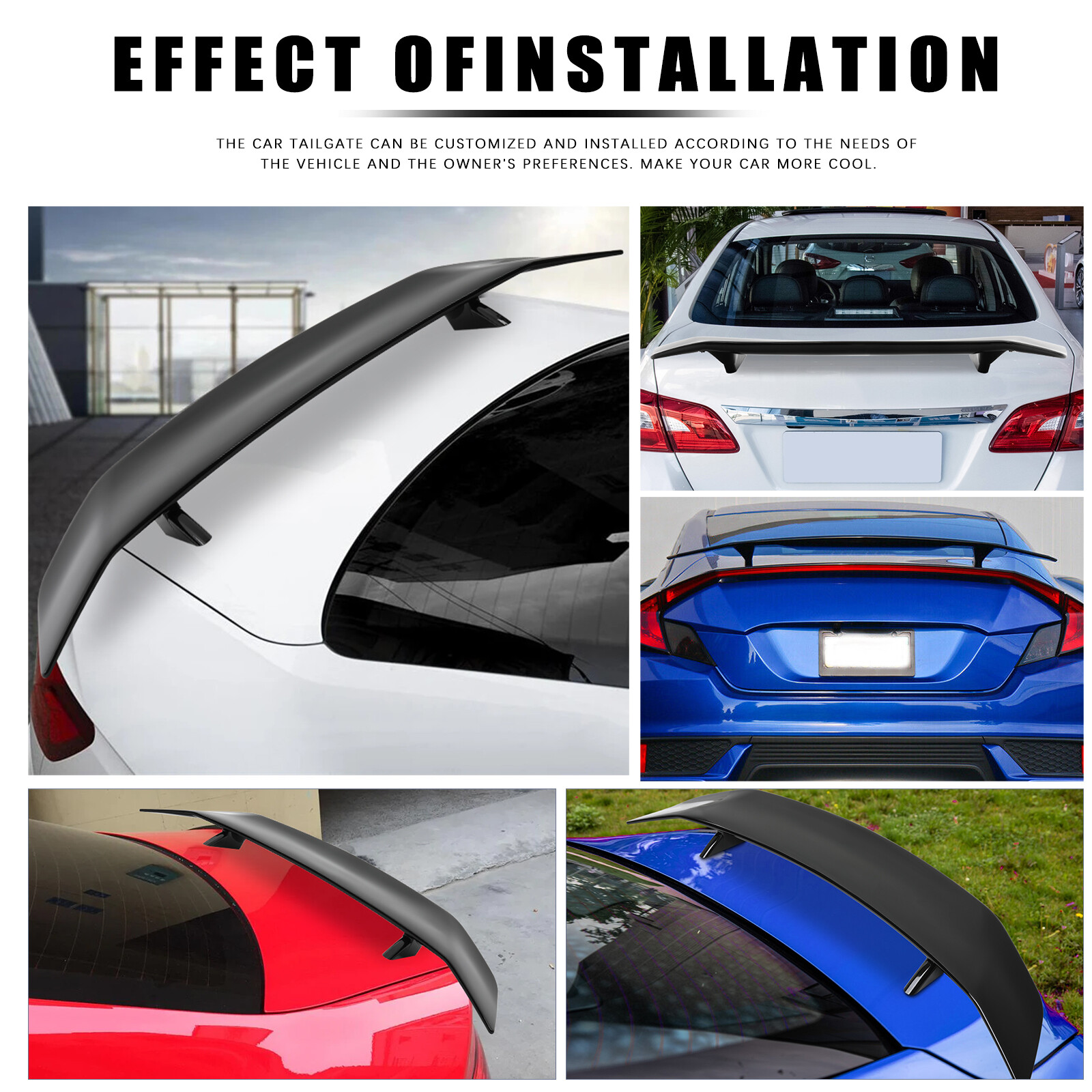 47" GT Rear Trunk Spoiler Racing Wing Gloss Black For Maserati Ghibli 2014-2025