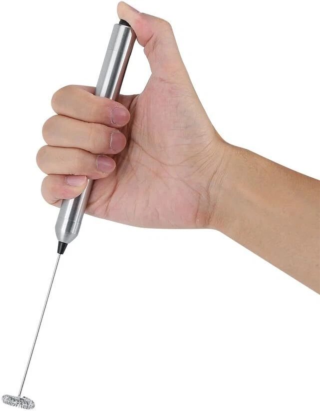 Milk Frother - Stainless Steel Handheld Foam Maker with Spoon, Battery...
