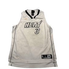 Miami Heat Jersey Youth Large 14/16 White NBA Basketball Dwyane Wade Adidas