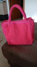 Damen Handtasche Häkeln Garn Rosa Unifarben ...