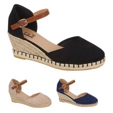 LADIES WEDGE SANDAL WOMENS HESSIAN ESPADRILLE SANDALS SHEOS SIZE UK 3 4 5 6 7 8