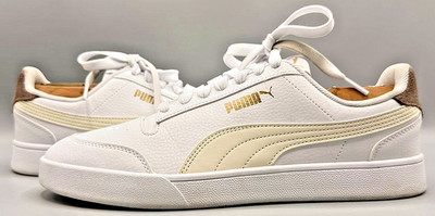 PUMA Shuffle Sneakers White Frosted Ivory Gold Men's Shoes 309668-29