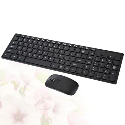  2.4g Clavier de clavier sans fil Clavier ultra-mince clavier avec souris (noir, - Photo 1/4