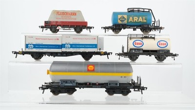 Fleischmann H0 Konvolut Containertragewagen ''World Transport Agency Ltd'' Gasdruc