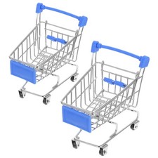  2 Pcs Kids Shopping Trolley Toy Child's Mini Basket Grocery Cart