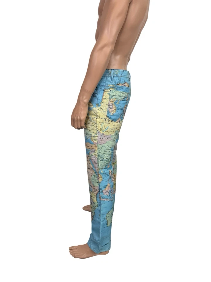 复古 Pleats Please Issey Miyake 蓝色世界地图编织裤 JP5 XL 男女皆宜 — 第 4/4 张图片