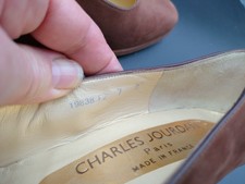 Escarpins Charles Jourdan – Toile Marron Avec Lanières Et Strass – Taille 40,5 FR (7 UK) – Neufs