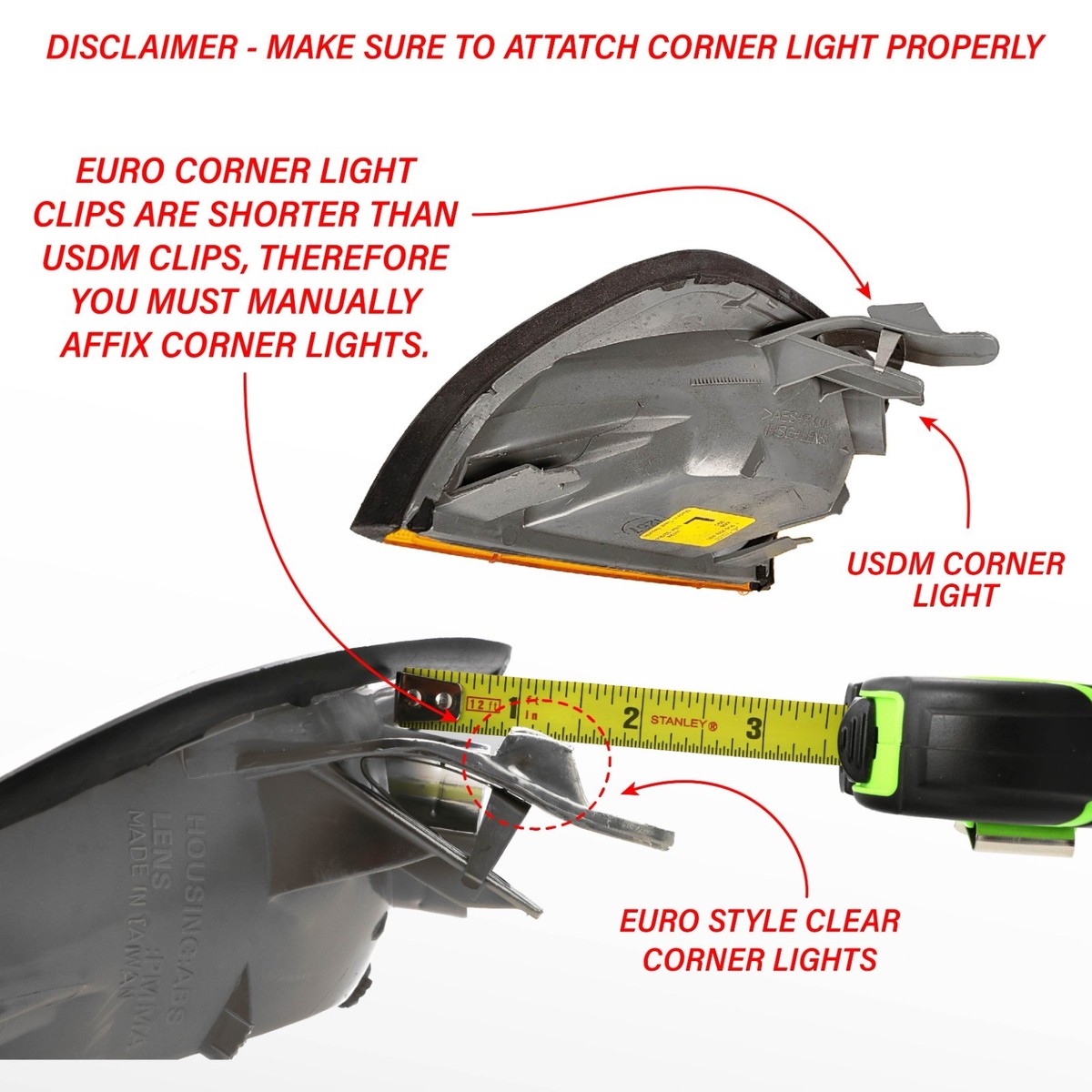 Depo Euro Style Clear Corner Signal Light For 86-95 Mercedes Benz