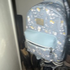 Disney Winnie the Pooh Blue Floral Mini Backpack w/ Front Zipper Pocket
